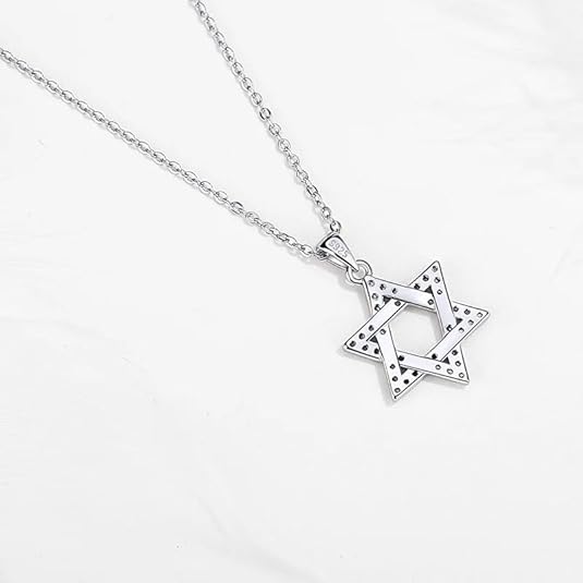 Bunte Hexagramm Davidstern-Halskette - Silber (rhodiniert)