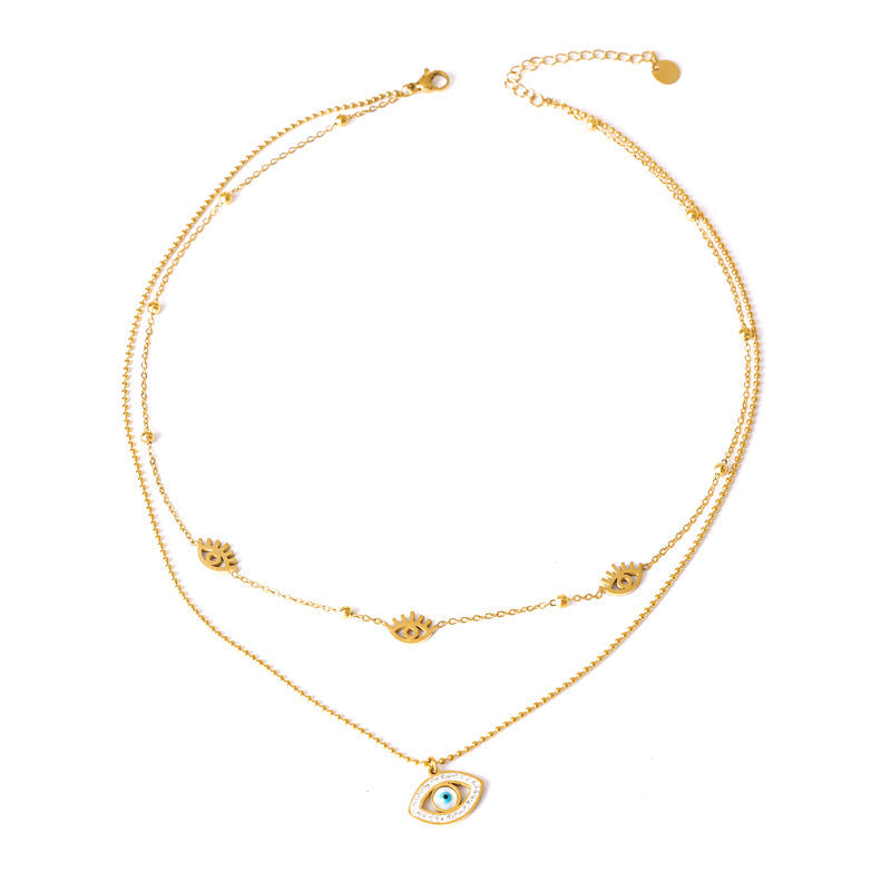 Tayla Evil Eye Halskette - Edelstahl - vergoldet