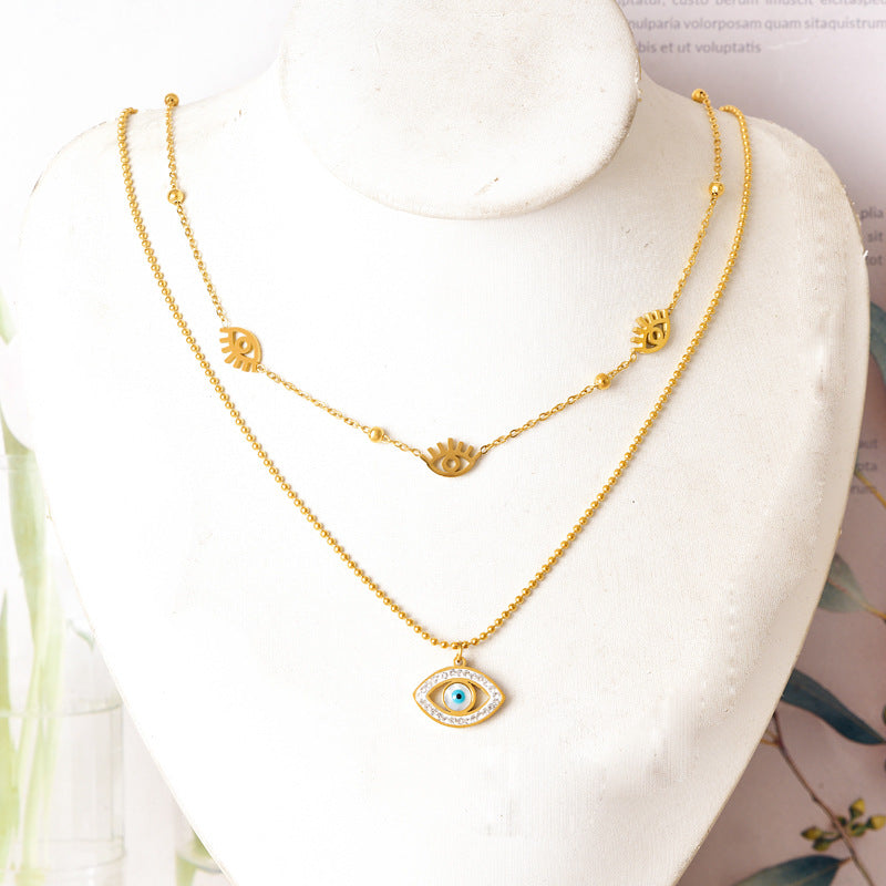 Tayla Evil Eye Halskette - Edelstahl - vergoldet