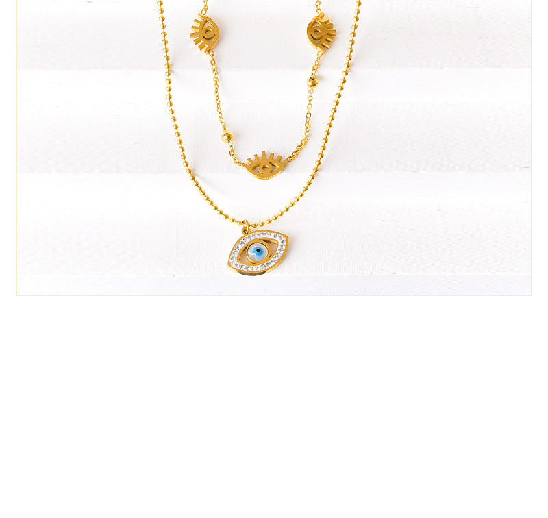 Tayla Evil Eye Halskette - Edelstahl - vergoldet