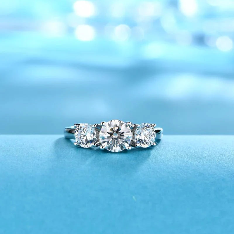 Clare Dreifach Stein Ring | Weißgold