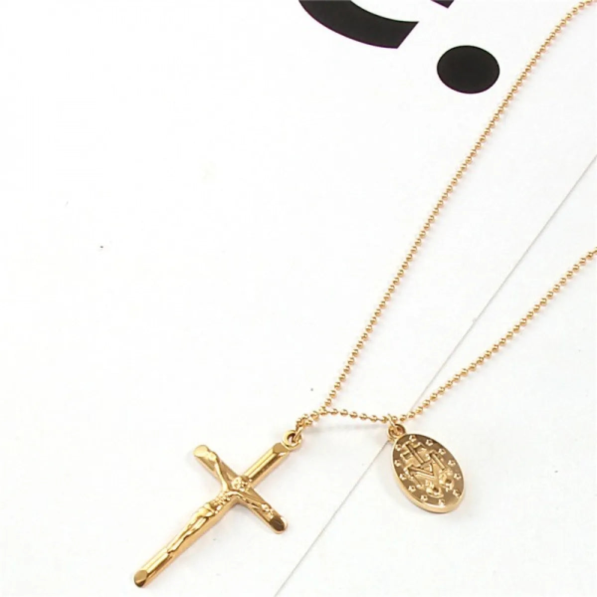 Zirkonia Maria Anhänger Halskette - Abnehmbares Kreuz Charme