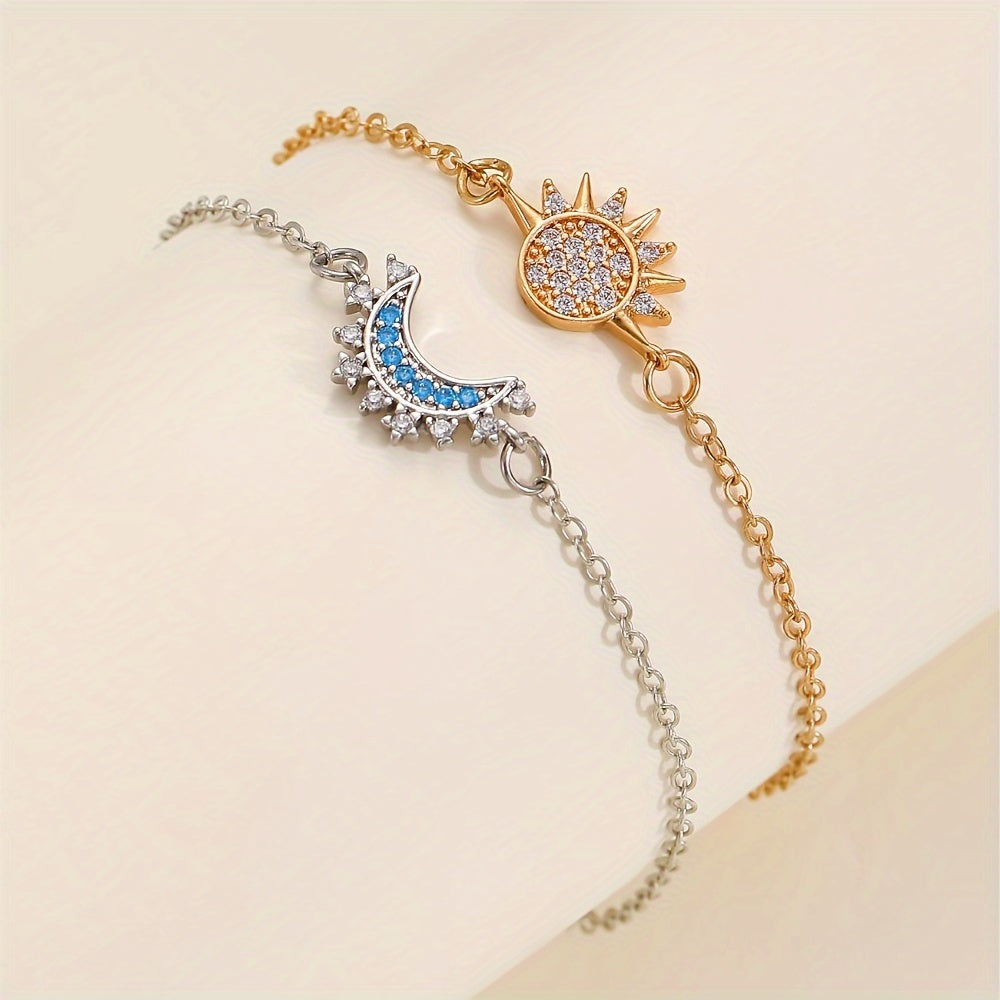 Kreatives Sonne & Mond Paar Armband Set