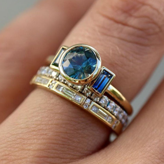 Elegantes Vintage-Ringset in Blau