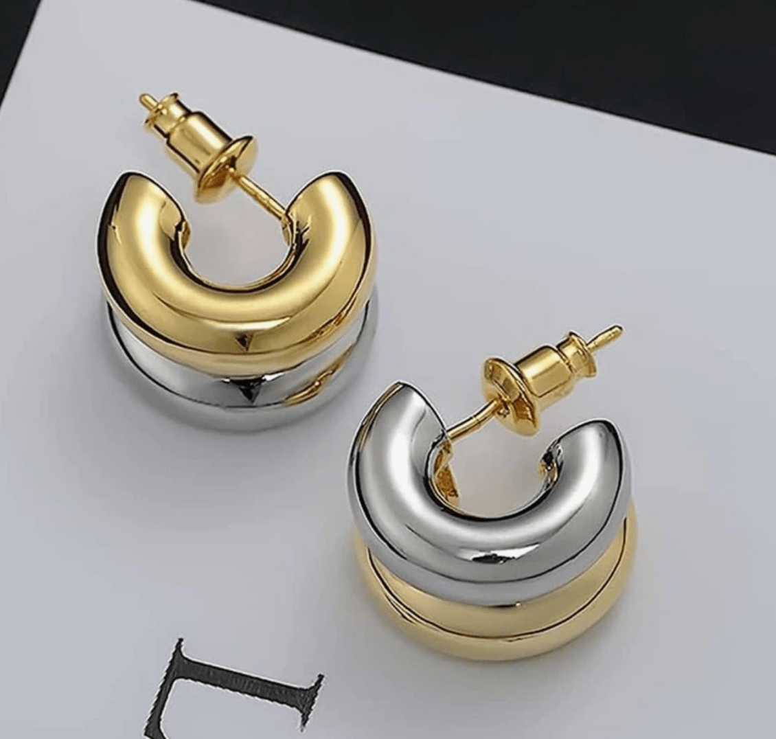 Madeline Zweifarbige Ohrringe | Vergoldet