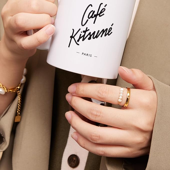 Magnolien-Süßwasserperlen-Goldring